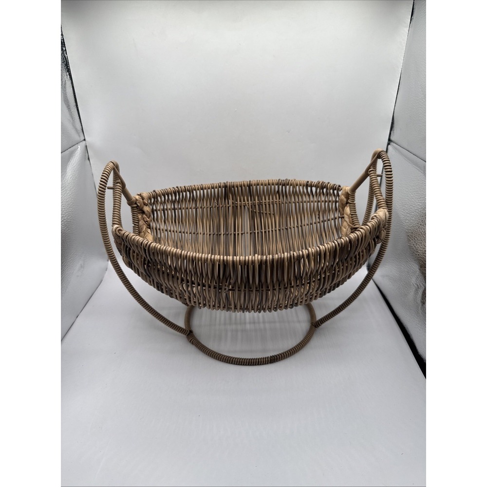 Vintage Cradle Basket with Holder Rustic Farmhouse Decor Cottage MCM - Picture 4 of 8
